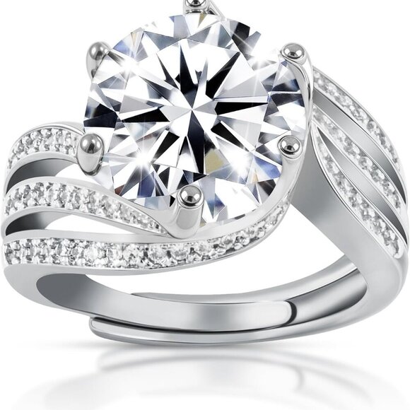 Moissanite Engagement Ring Women 5ct White Gold Plated Size 9 Promise Gift
